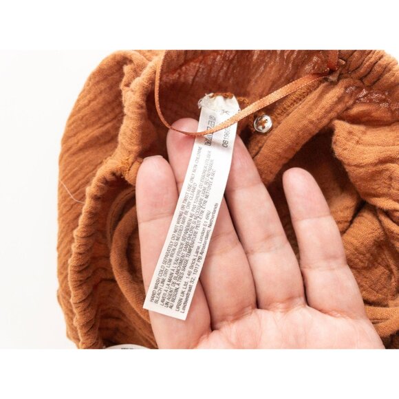 NEW By Anthropologie Boho Crochet Twofer Jumpsuit Rust Cream backless - Picture 14 of 14